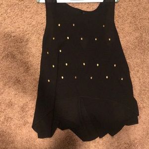 Flowy black top with tiny gold skulls
